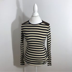 Lauren Ralph Lauren Tan and Blue Stipe Top